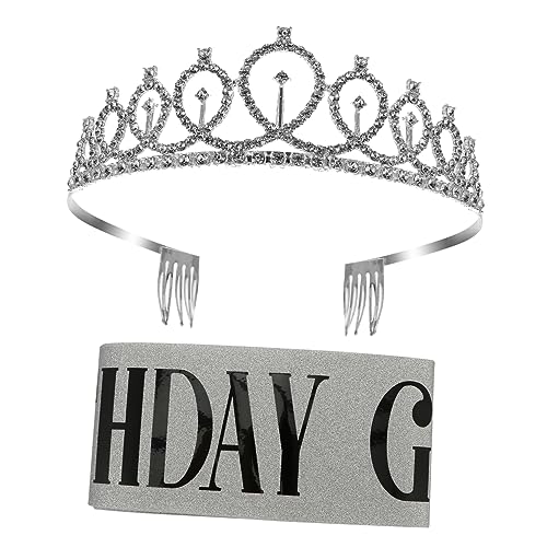 WHAMVOX 1 Satz Partydekoration geburtstagsset birthday queen birthday Alles zum Geburtstagsgeschenke Stoffschärpe Partygeschenk Geburtstagsparty-Schärpe elastischer Stoff Silver von WHAMVOX