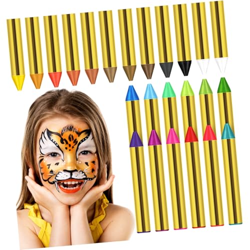 WHAMVOX 1 Schachtel Farben Umweltfreundliche Gesichtsfarbe Ölwachs Kreiden Ergonomische Gesichtsmalkreiden Leicht Tragbar Helle Farben Langanhaltend Mit Schablonen Für Halloween Cosplay von WHAMVOX