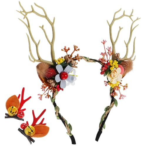 WHAMVOX 1 Set Weihnachtsaccessoires: Rentiergeweih-stirnband Mit Haarspangen – Hirsch-haarreif-kopfbedeckung Für Weihnachts-, Halloween- Und Feiertagspartys von WHAMVOX