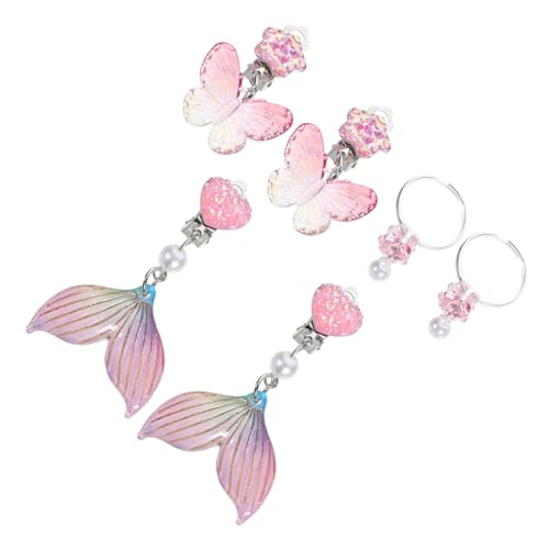 WHAMVOX 3 Paare Mädchen Ohrklipser Meerjungfrau design Süße Clipohrringe ohne Ohrlöcher Bunte Ohrclips Festlicher Ohrschmuck für Geburtstag Weihnachten und Alltag von WHAMVOX