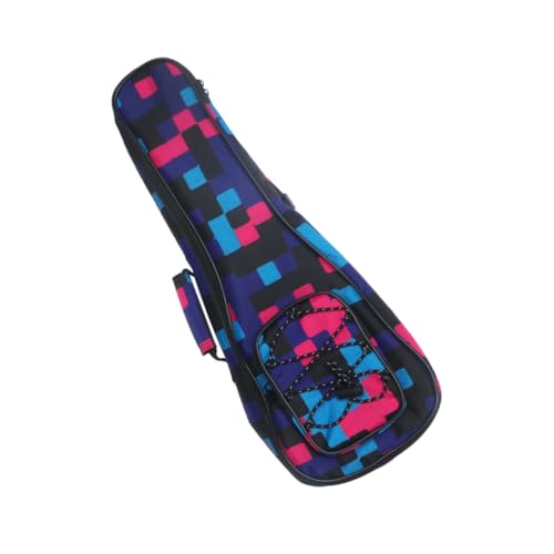 WHAMVOX Cotton Padded Ukulele Tragetasche Doppelschulter Rucksack Blumen Und Karomuster Für Männer Und Frauen Robust Und Bequem Für Musikinstrumente Rot von WHAMVOX