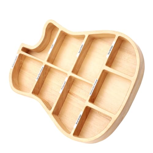 WHAMVOX Holz-Gitarren-Plektrum-Organizer Mit Mehreren Fächern Praktische Aufbewahrungsbox Für Plektren Und Zubehör Einzigartiges Gitarren-Design Für Musikzimmer Und Unterwegs von WHAMVOX