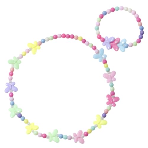 WHAMVOX Schmuckset Schmetterling Bunt Acryl Halskette und Armband für Mädchen Jahre Hautfreundlich Modisch Leicht Kombinierbar für Alltag und Besondere Anlässe von WHAMVOX