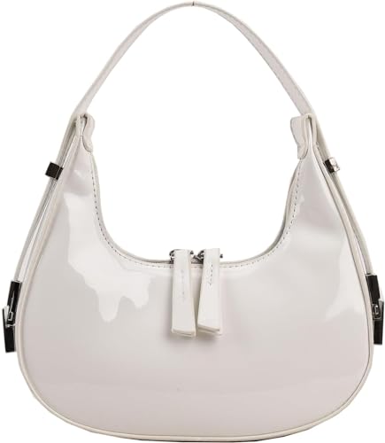 WHAPELQ Halbmond Tasche Damen Handtasche Damen Handtaschen Crossbody Bag UmhäNgetasche Halbmond Tasche Pu Leder Hobo Bag GeldböRse Frauen Clutch Handtaschen Kleine Taschen Weiß von WHAPELQ