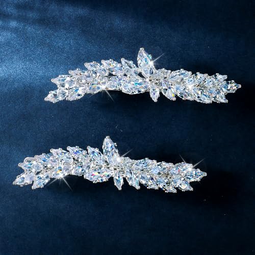 WHAVEL Strass Haarspangen Silber Haarspangen Fancy Haarspangen für Frauen Hochzeit Haarspangen Strass Haarspangen Braut Hochzeit Haarschmuck (Silber) von WHAVEL