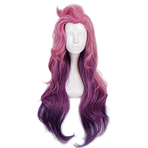 Anime Coer Wig. Spiel LOL Seraphin Cosplay Perücke. Kda. Cosplay lose Welle Gerade Rosa Mischpurple Hitzebeständige synthetische Haarperücken von WHBHD
