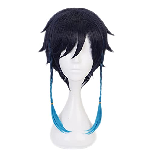 WHBHD 35cm Game Genshin Impact Project Cosplay Barbatos Perücke Rolle Spielen Perücken Halloween Cosplay Pulver Short Blue Gradient von WHBHD