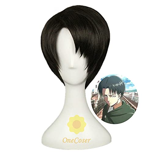 WHBHD Anime-Angriff auf Titan Levi Ackerman Cosplay Short Black Perücke + Perücke Cap Synthetische Haare Halloween Party Requisiten Männer WHBHD Anime-Angriff auf Titan Levi Ackerman Cosplay Short Black Perücke + Perücke Cap Synthetische Haare Halloween Party Requisiten Männer von WHBHD