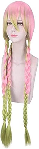 WHBHD Anime Coer Wig. Anime Demon Slayer: Kimetsu Nein Yaiba Cosplay Kanroji Mituri Rolle Spielen Perücken Halloween Cosplay Perücken Nezuko Tanjirou Zenitsu von WHBHD