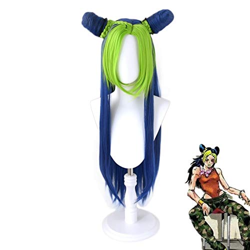 WHBHD Anime Coer Wig. JoJo' s Bizarre Adventure Jolyne Cujoh Kujo Damen Lange Perücke Cosplay Kostüm Hitzebeständige Synthetische Haar Karneval Flechte Perücken von WHBHD