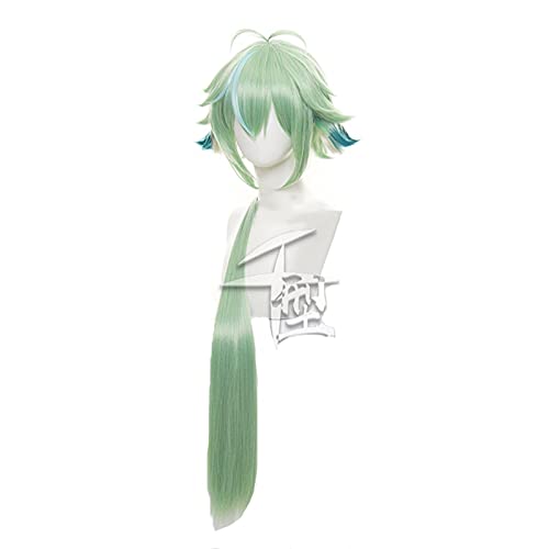 WHBHD Anime Coer Wig. Saccharose Cosplay Perücke mit den Ohren Genshin Wirkung Grün Gemischt Langes Gerade Hitzebeständige Synthetische Haar Halloween Party Rollenspiel von WHBHD
