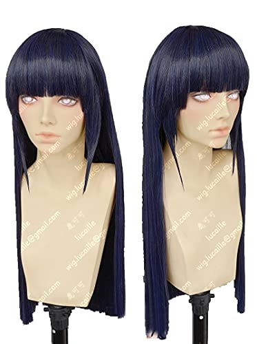 WHBHD Anime Perücken Hyuga Hinata Long Straight Haar Ordentlich Bang Cosplay Perücke + Perückenkappe von WHBHD
