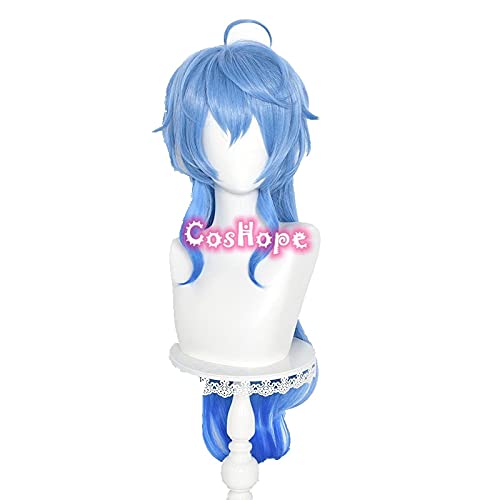 WHBHD Genshin Wirkung Ganyu Cosplay 75cm Langblaue Gradienten Perücke Cosplay Anime Cosplay Perücken Hitzebeständige synthetische Perücken Halloween von WHBHD