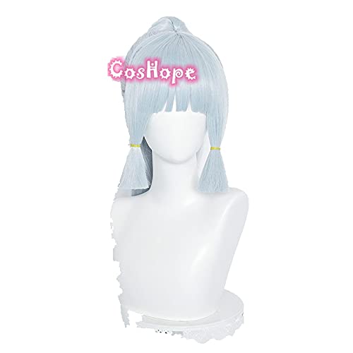 WHBHD Genshin Wirkung Kamisato Ayaka Cosplay 75cm Perücke Silber Blaue Perücke Cosplay Anime Perücken Wärmebeständige synthetische Perücken Halloween von WHBHD
