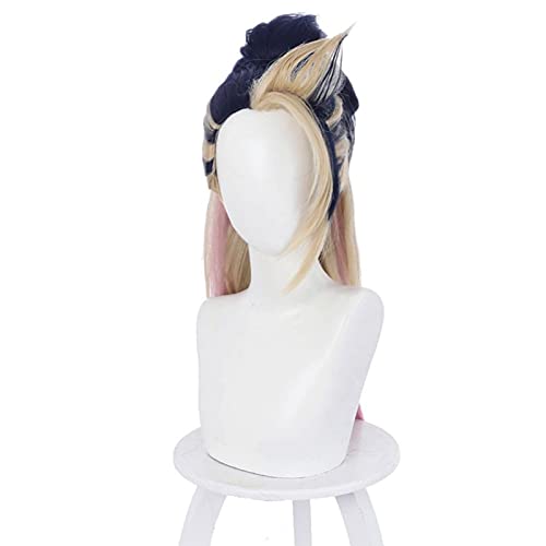 WHBHD LOL Rollenspiel Kda. Die schlechteste Akali-Mischfarbe Pferdeschwanz-Lange hitzebeständige synthetische Haare Halloween-Party Cosplay-Perücken + Perücke C von WHBHD