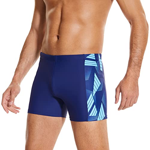 WHCREAT Badehose Herren Sport Schwimmhose Badeshorts Beachshorts Chlor Resistent, Blau, XL von WHCREAT