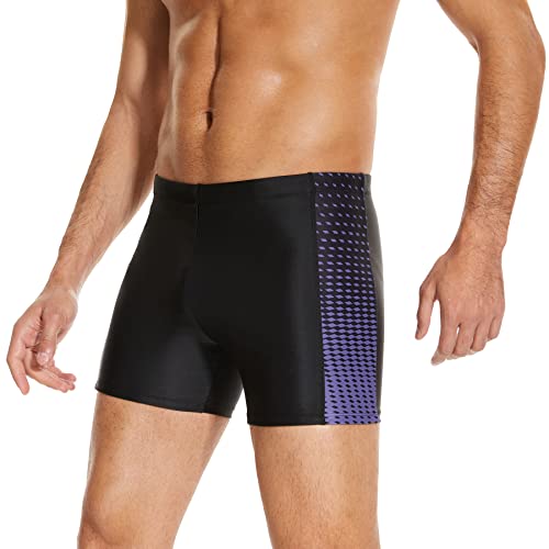 WHCREAT Badehose Herren Sport Schwimmhose Badeshorts Beachshorts Chlor Resistent, Schwarz, M von WHCREAT