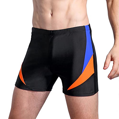 WHCREAT Herren Badehose Sport Schwimmen Boardshorts UV-Schutz Chlor Resistent Blauorange S von WHCREAT