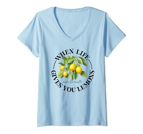 Damen WHEN LIFE GIVES YOU LEMONS - MAKE LIMONCELLO. Spritz Amalfi T-Shirt mit V-Ausschnitt Damen WHEN LIFE GIVES YOU LEMONS - MAKE LIMONCELLO. Spritz Amalfi T-Shirt mit V-Ausschnitt von WHEN LIFE GIVES YOU LEMONS X MAKE LIMONCELLO