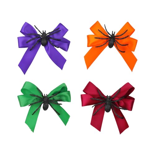 WHGHG Halloween Spinnen Haarspangen Set - 4 Gothic Haarschmuck Spangen in Orange, Rot, Grün & Lila, Gruselige Haaraccessoires für Damen und Kinder WHGHG Halloween Spinnen Haarspangen Set - 4 Gothic Haarschmuck Spangen in Orange, Rot, Grün & Lila, Gruselige Haaraccessoires für Damen und Kinder von WHGHG