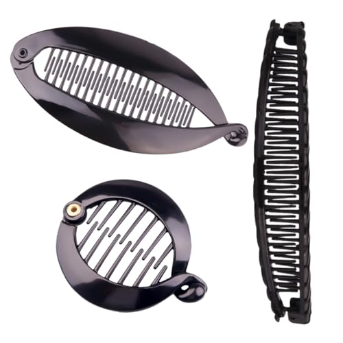 3er Set Bananen-Haarspangen Clincher Bananen-Clips für Dickes Haar - Runde Haarspangen als Rutschfester Pferdeschwanz Halter - Ideal für Damen und Mädchen als Haarstyling Zubehör von WHGHNCQ