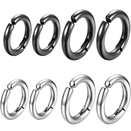 4 Paar gefälschte Creolen ohne durchbohrte Nase Lippe gefälschte Ohrringe Edelstahl magnetische Ohrringe Magnetohrringe ohne durchbohrte Männer Frauen Ohrclips (10 mm + 12 mm) von WHGHNCQ