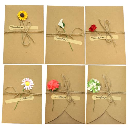 6 Stück Grußkarte Set 10,5 x 7cm Geburtstagskarten Set Retro Kraftpapier-leere Umschläge Blanko Retro Grußkarte mit Umschläge für Geburtstag Valentinstag Muttertag von WHGHNCQ