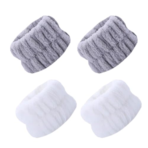 Handgelenk Waschband,2 Paar Elastisches Mikrofaser Gesicht Wasch Kosmetik Haarband, Spa Armbänder Zum Saugfähiges Schweissband für Frauen Mädchen, Makeup Handgelenk Gesichtshautpflege von WHGHNCQ