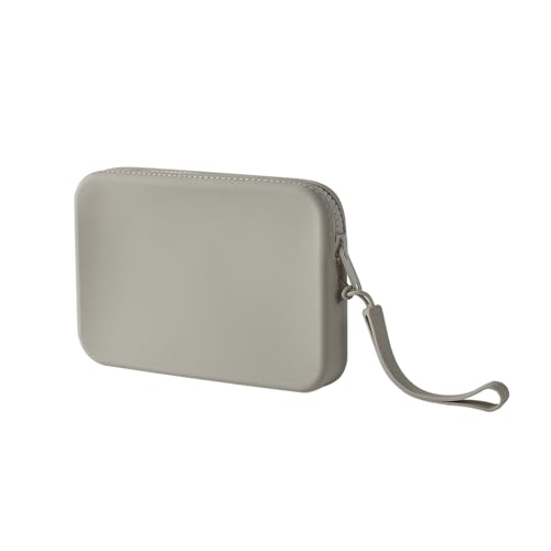 WHHJM Große multifunktionale Make-up-Tasche aus Silikon, tragbar, für Damen, Herren, Karten, Bargeld, Reißverschlusstasche, GRAU von WHHJM