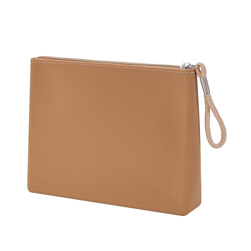 WHHJM Silikon-Make-up-Tasche für Geldbörse, Reißverschluss, Kosmetiktasche, Make-up-Pinselhalter, großer Make-up-Organizer, Silikon-Reisetasche für Damen, Helles Braun WHHJM Silikon-Make-up-Tasche für Geldbörse, Reißverschluss, Kosmetiktasche, Make-up-Pinselhalter, großer Make-up-Organizer, Silikon-Reisetasche für Damen, Helles Braun von WHHJM