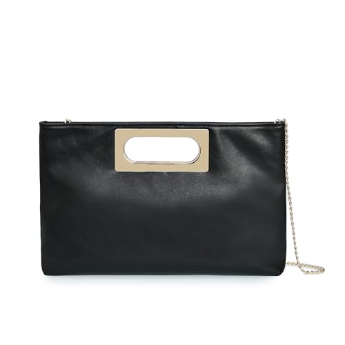 WHIMFINITY Formelle Abendtasche, Clutch, Geldbörse für Damen, Abendtasche für Abschlussball, Kette, Abendtasche, Clutch, edles Gold, Silber, Schwarz, Schwarz von WHIMFINITY