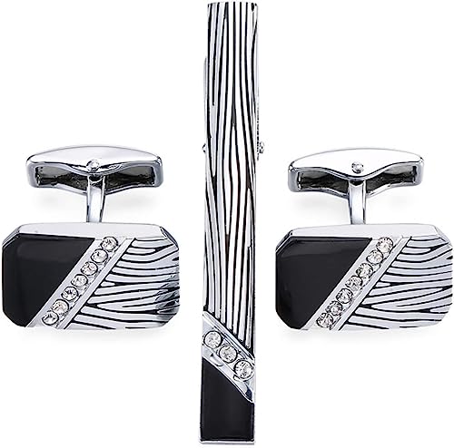 Krawattenstange Manschettenknöpfe Krawattenklammer for Krawattennadel als Geschenk for Männer, klassisches Muster, Krawattenklammern, Manschettenknöpfe, Krawattenklammer-Set, Herrenschmuck (Farbe: 5) von WHIMSIMART