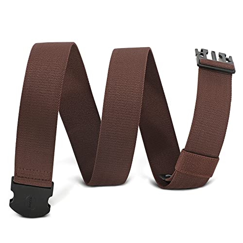 WHIPPY Elastischer Gürtel Herren Verstellbarer Outdoor Stretchgürtel Unisex Arbeitsgürtel für Damen Herren Stoffgürtel mit Kunststoffschnalle，Kaffee 110cm von WHIPPY