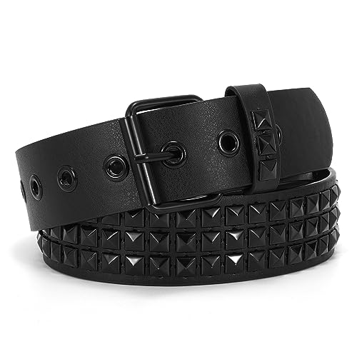 WHIPPY Nietengürtel Leder Metall Punk Rock Nietengürtel für Damen/Herren Punk-Ledergürtel Gotischer Gürtel Zubehör für Jeanshosen von WHIPPY