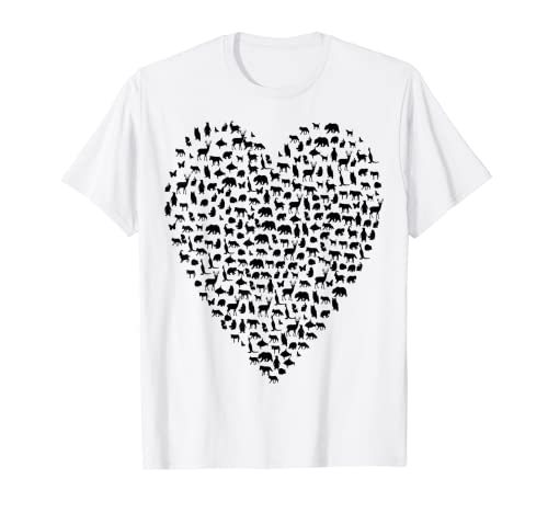 Tiere in Herzform für Männer, Frauen, Kinder, ältere Menschen T-Shirt von WHITE BEARD Art Gift Graphic Clothing Accessories