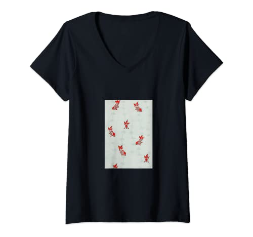 Damen Japanische Muster aus Gemälden und Holzblockdrucken 7 T-Shirt mit V-Ausschnitt Damen Japanische Muster aus Gemälden und Holzblockdrucken 7 T-Shirt mit V-Ausschnitt von WHITE BEARD Art Gifts Clothes Accessories