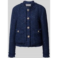 WHITE LABEL Blazer in Bouclé-Optik mit Knopfleiste in Dunkelblau, Größe 48 von WHITE LABEL