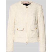 WHITE LABEL Blazer in Bouclé-Optik mit Rundhalsausschnitt in Ecru, Größe 40 von WHITE LABEL