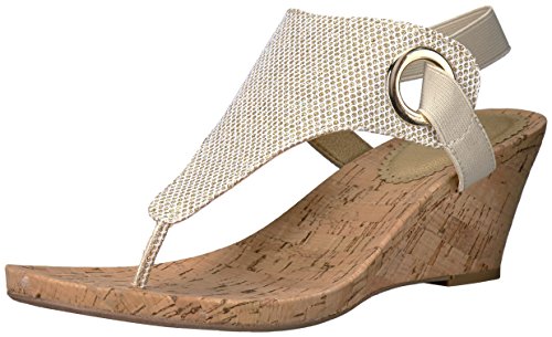 WHITE MOUNTAIN Damen Aidaα/Aidaaaidaال/ا / 88/88 Keilsandale, Gold/Glitter, 42.5 EU von WHITE MOUNTAIN