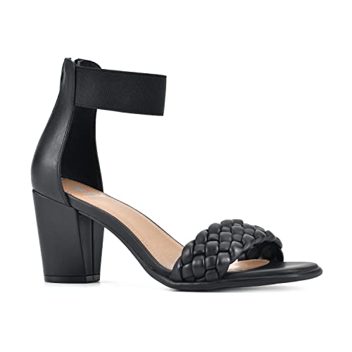 WHITE MOUNTAIN Damen Backer Sandale mit Absatz, Schwarz/Glatt, 42 EU von WHITE MOUNTAIN