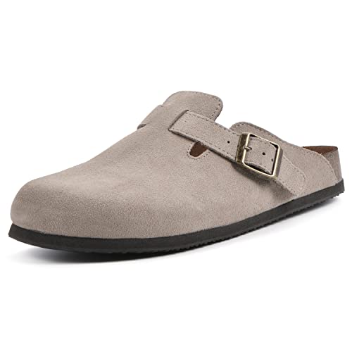 WHITE MOUNTAIN Damen Bari Holzschuh, Taupe/Wildleder, 36.5 EU von WHITE MOUNTAIN