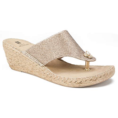 WHITE MOUNTAIN Damen Beachball Espadrilles, Ltgold/Glitter/Fab, 39 EU von WHITE MOUNTAIN