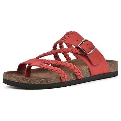 WHITE MOUNTAIN Damen Hayleigh Flache Sandale, Rot/Nubuk, 41.5 EU von WHITE MOUNTAIN