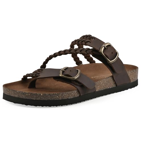 WHITE MOUNTAIN Damen Haziest Flache Sandale, Braun/Leder, 39.5 EU von WHITE MOUNTAIN