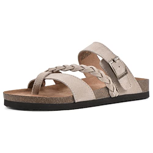 WHITE MOUNTAIN Damen Hazy Flache Sandale, Sandale Holz/Wildleder, 38 EU von WHITE MOUNTAIN