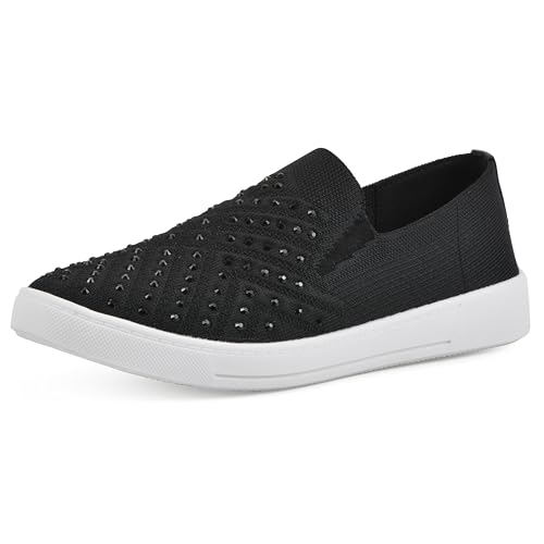 WHITE MOUNTAIN Damen Upbring Sneaker, Schwarzer Stoff, 40 EU von WHITE MOUNTAIN