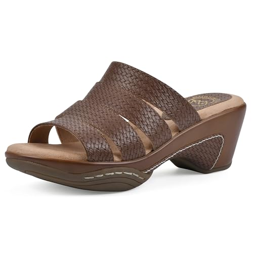 WHITE MOUNTAIN Damen Valora Keilsandale, Brown/Woven, 37 EU von WHITE MOUNTAIN