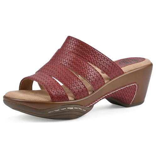 WHITE MOUNTAIN Damen Valora Keilsandale, Red/Woven, 39.5 EU von WHITE MOUNTAIN