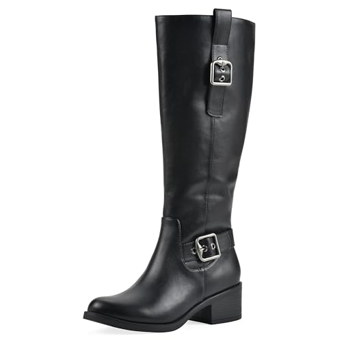 White Mountain Calzone Damen Reitstiefel mit Blockabsatz und hohem Schaft, Schwarz glatt, 36 EU White Mountain Calzone Damen Reitstiefel mit Blockabsatz und hohem Schaft, Schwarz glatt, 36 EU von WHITE MOUNTAIN