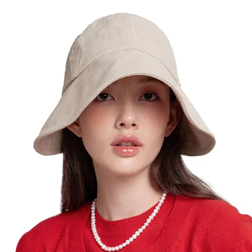 WHITE SANDS MOJA Katy Sonnenhut aus Leinen, viktorianischer Stil, faltbar, für den Sommer, beige, WHITE SANDS MOJA Katy Sonnenhut aus Leinen, viktorianischer Stil, faltbar, für den Sommer, beige, von WHITE SANDS MOJA
